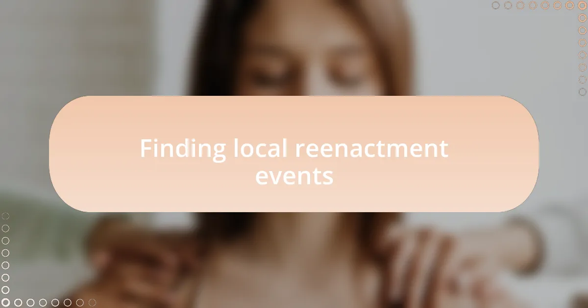 Finding local reenactment events