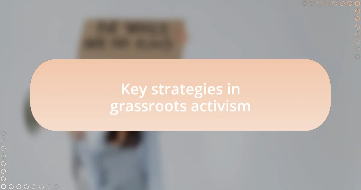 Key strategies in grassroots activism
