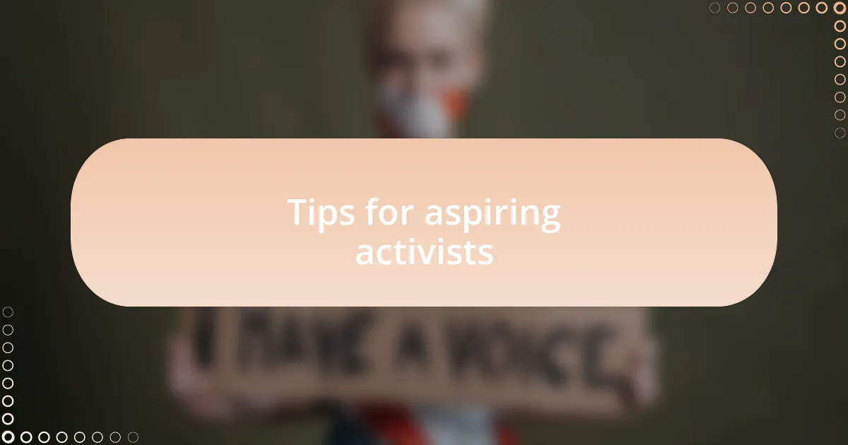 Tips for aspiring activists