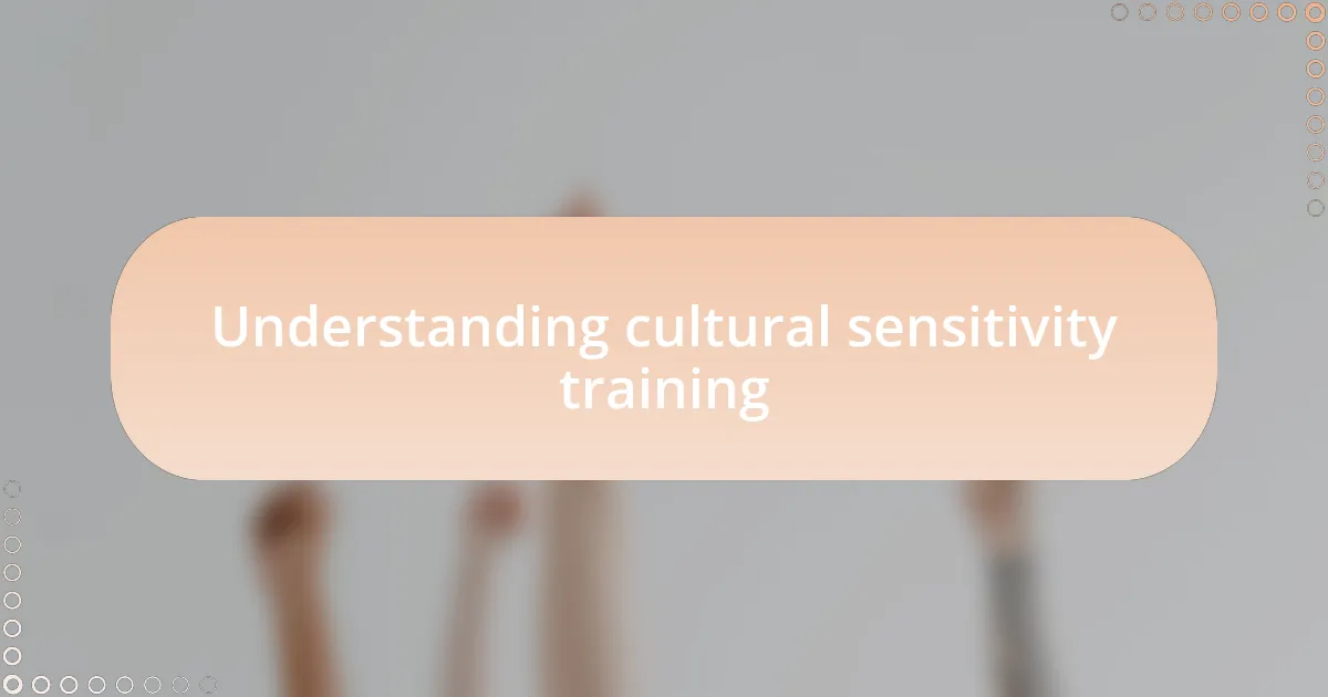 Understanding cultural sensitivity training
